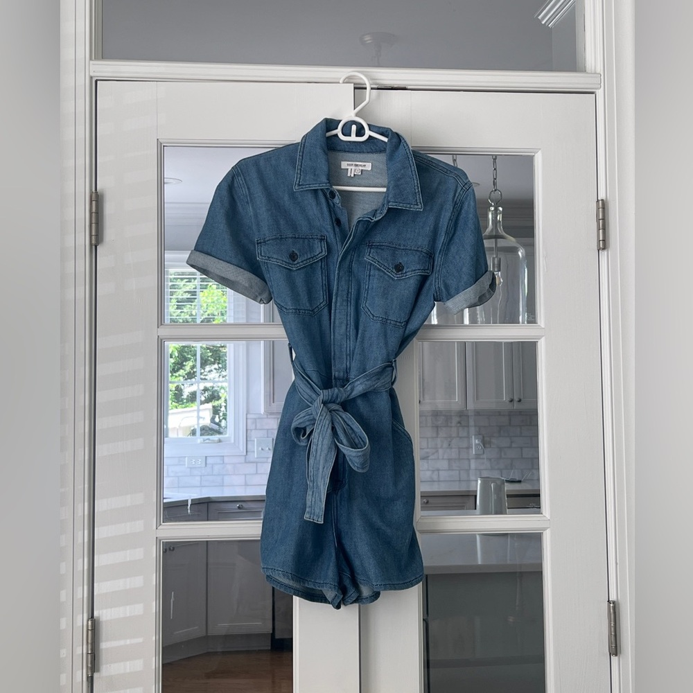 GOOD AMERICAN Denim Short Sleeve Romper